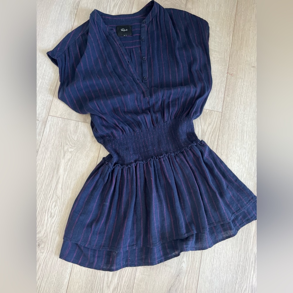 Rails Angelina Mini Dress in Navy w/pink pinstripes.